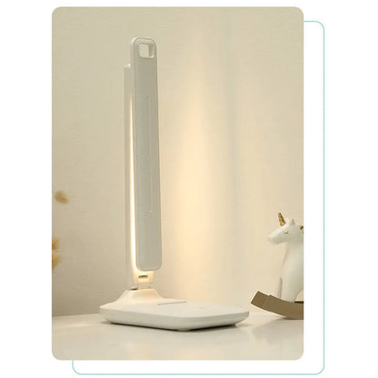 White touch dimming bedside lamp with USB charging port and plastic shade for children's rooms