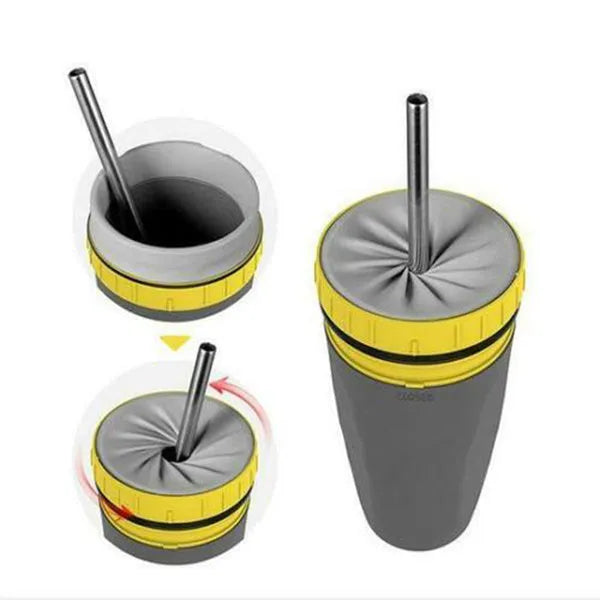 300ml insulated travel cup with cartoon design and twist-top silicone seal