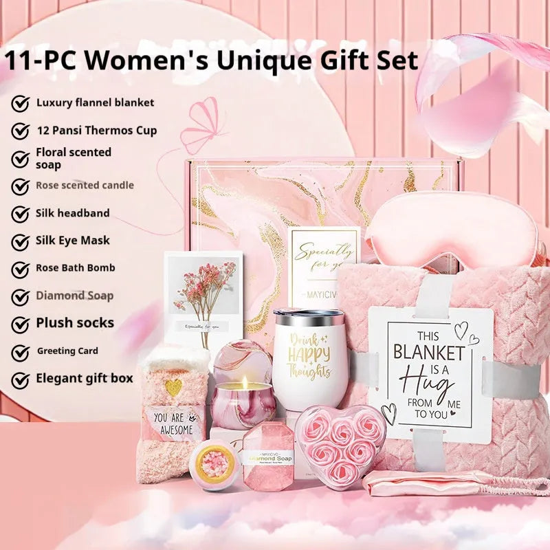Aromatherapy bath gift set in modern simplicity packaging measuring 27x23x13cm