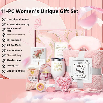 Aromatherapy bath gift set in modern simplicity packaging measuring 27x23x13cm