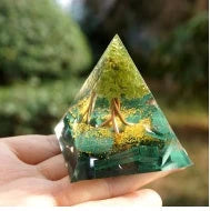 Handcrafted Tiger Eye Orgone Pyramid with Amethyst Crystals - Shields Against EMFs and Promotes Emotional Balance