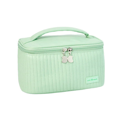 Open-top cake makeup bag in six colour options with PU leather construction and 20cm dimensions