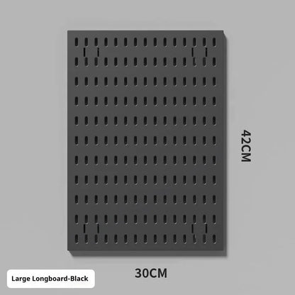 White and black punch-free wall storage rack with multiple size options for cable organisation