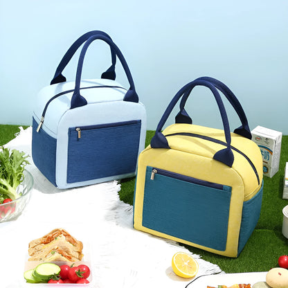 Aluminium foil thickening waterproof lunch insulation bag in blue colour with modern simple design