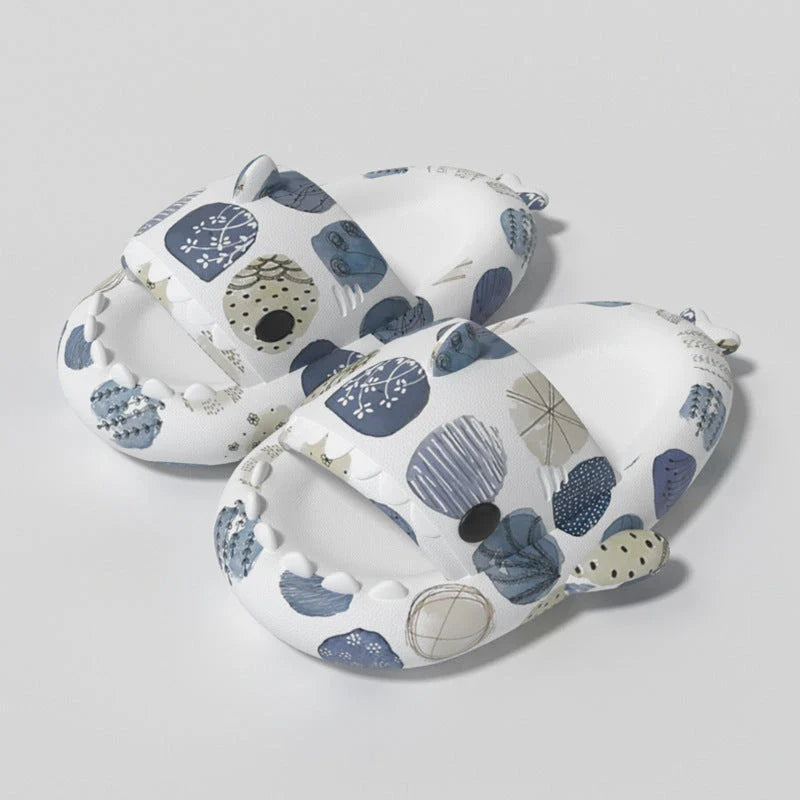 Stylish heart-shaped shark slippers with breathable, anti-slip soles and a variety of vibrant color options