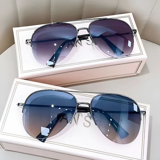 Big face aviator sunglasses with metal frame and UV-protective resin lenses in multiple colour options
