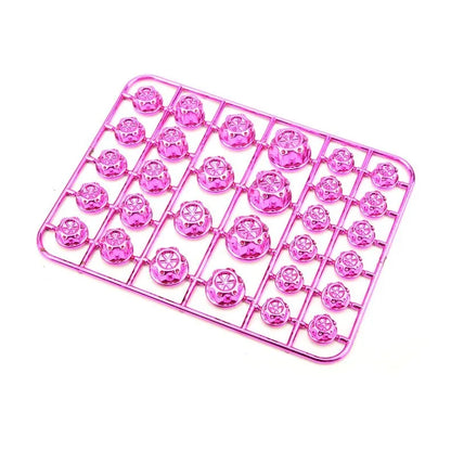 Set of 30 coloured ABS plastic screw caps for motorcycle engine bolt head customisation.