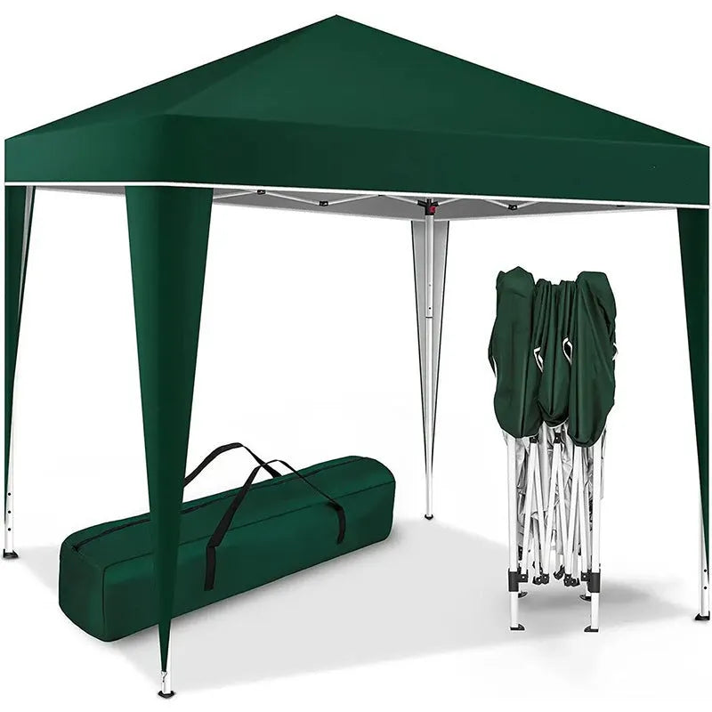 Four-Corner Folding 3x3m Pop-Up Exhibition Tent for Camping and Leisure Use, Available in Blue, Black, Green, White or Khaki with Silver Tape Construction, 300x300x220cm