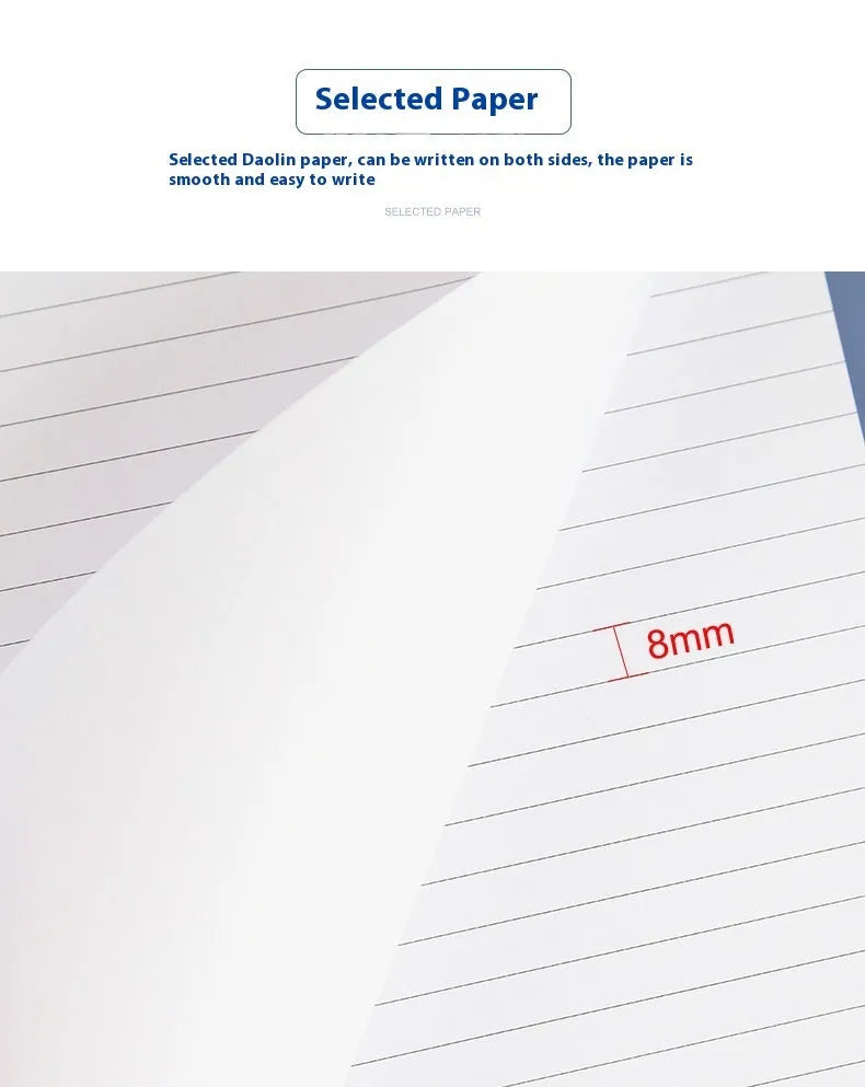 A4 tearable notebook with grid-lined pages and wireless adhesive binding for clean page removal