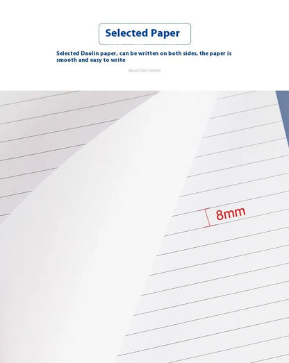 A4 tearable notebook with grid-lined pages and wireless adhesive binding for clean page removal