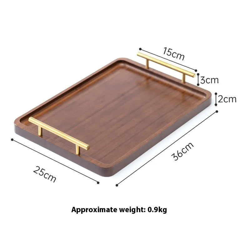 Square bamboo barbecue tray with brown handle in solid colour pastoral design