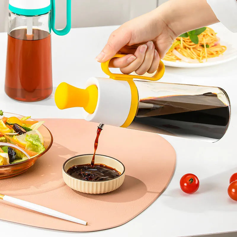 550ml glass oil dispenser with stainless steel nozzle and separate silicone brush for cooking