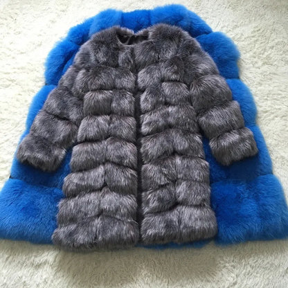 Women's thick warm fur coat in artificial fabric, 80cm length, available in five colours including black and apricot
