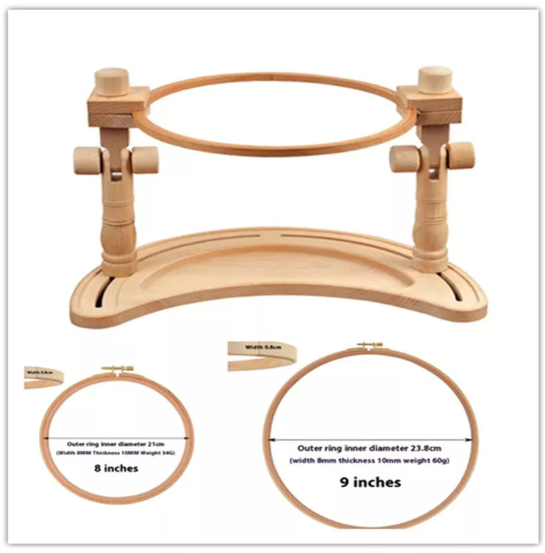 Adjustable Cross Wreath in bamboo for embroidery projects, sizes 4 to 12 inches