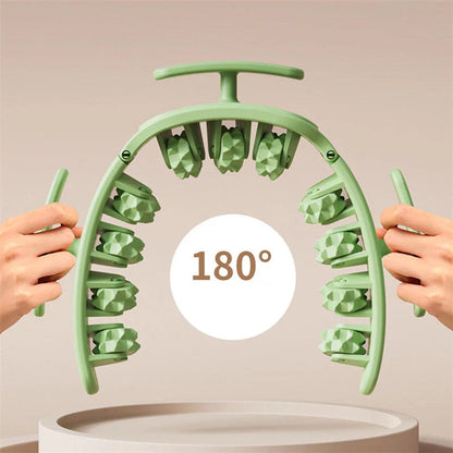 Detachable 11-wheel manual massager in white pink, white green, or green for full body muscle relief