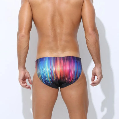 Men's printed swim trunks in quick-dry polyester fabric for swimming