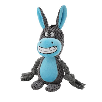 Plush dog rope toy in animal design for interactive tug-of-war play