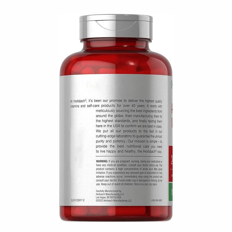 Apple cider vinegar capsules in container showing 150 tablets, dietary supplement for general wellness