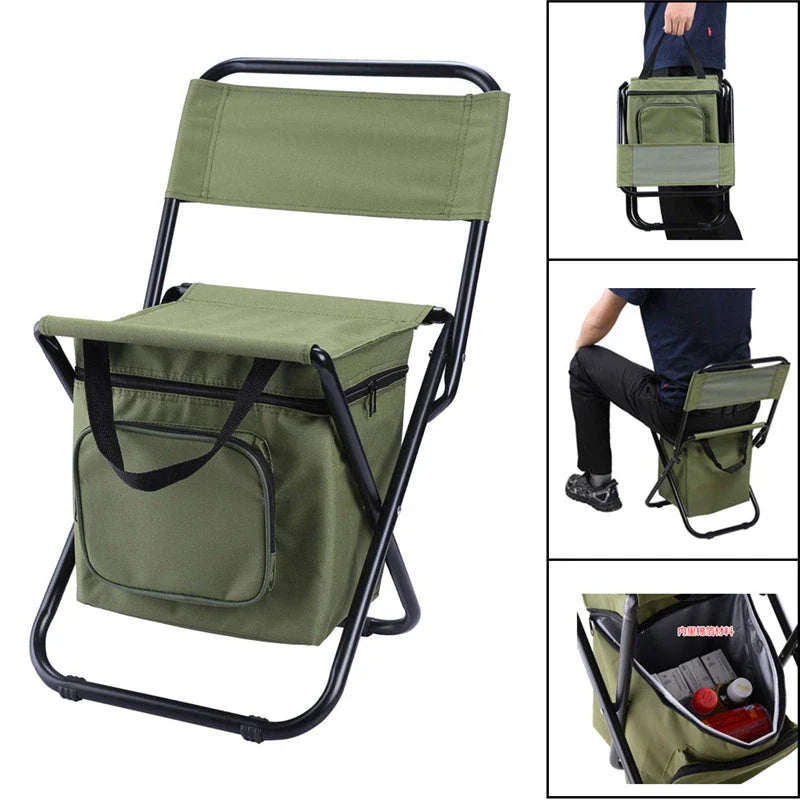Portable Fishing Chair with Insulated Cooler Compartment - Durable Outdoor Furniture with Cooler for Chilled Refreshments