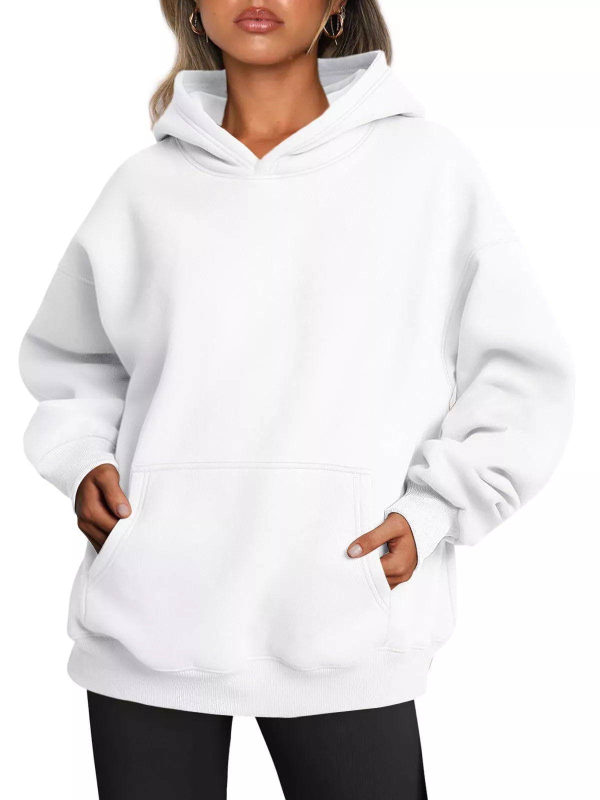 Women's oversized fleece hoodie with pocket in various colors