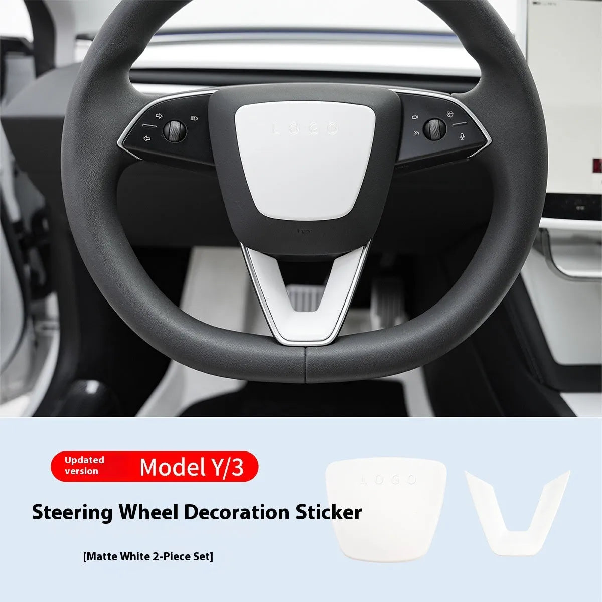 White plastic steering wheel patch cover for car interior renewal and scratch protection
