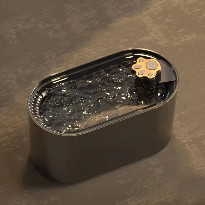 A stylish and quiet 3-liter pet water fountain with a triple-layer filtration system, low-water LED indicator, and whisper-quiet operation.