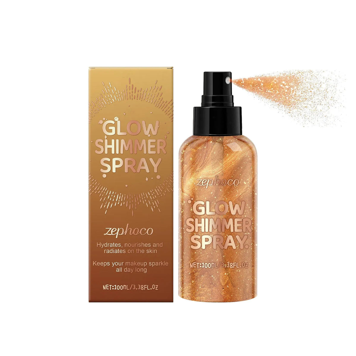 100ml bottle of shiny body glitter spray for face and body makeup