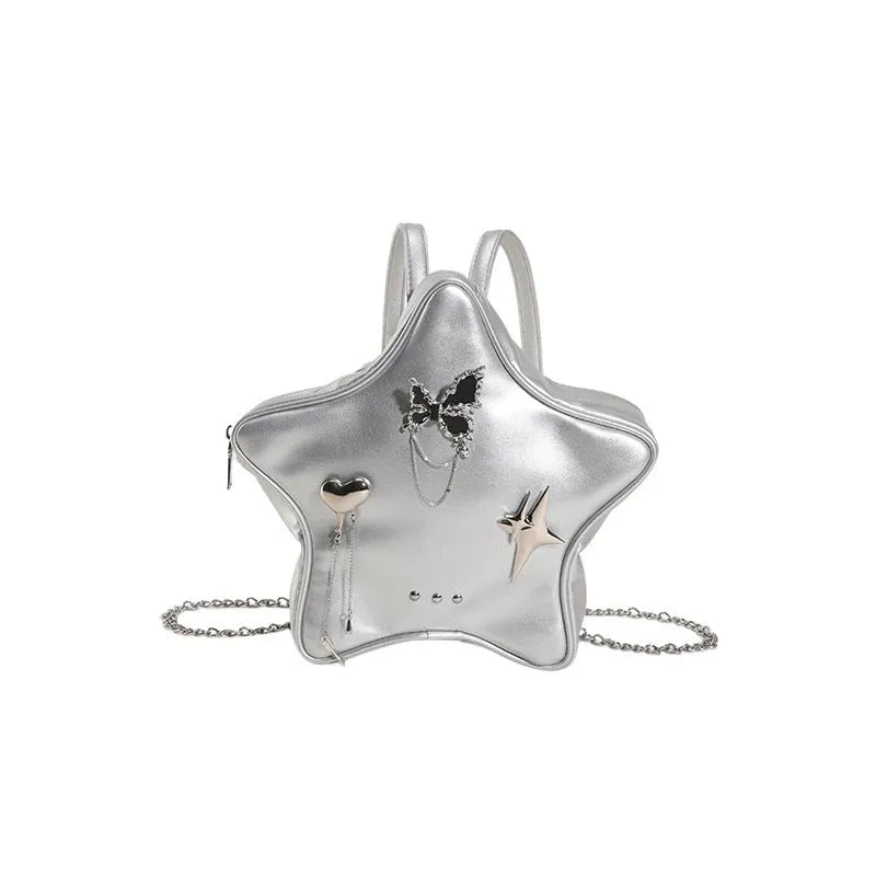 Soft PU women's messenger mini backpack in black, white or silver with dual shoulder carrying options