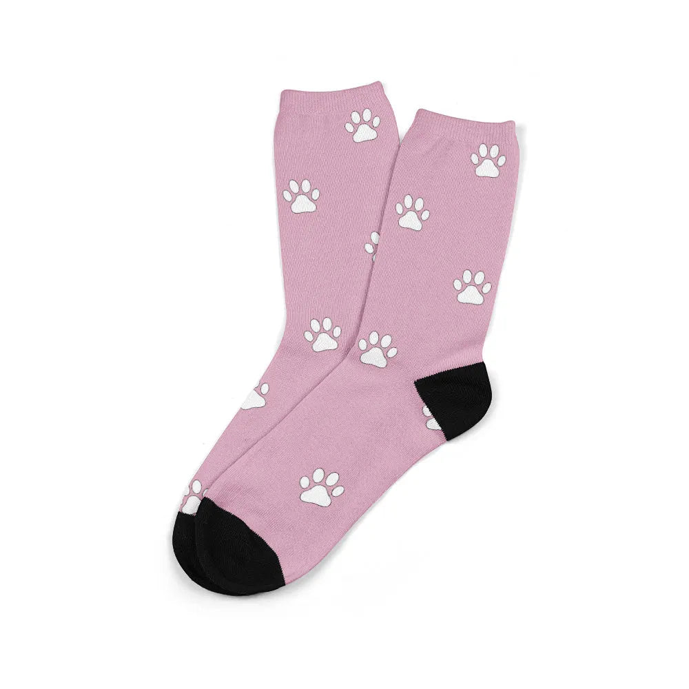 Personalised mid-calf photo socks with printed cartoon designs in multiple colour options
