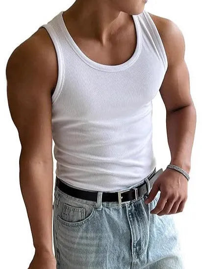 Men's tight-fitting round neck workout t-shirt in polyester with wool lining for summer sports