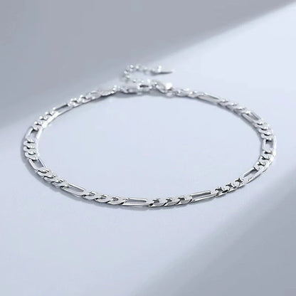 S925 Sterling Silver Hip Hop Anklet Bracelet with diamond accents