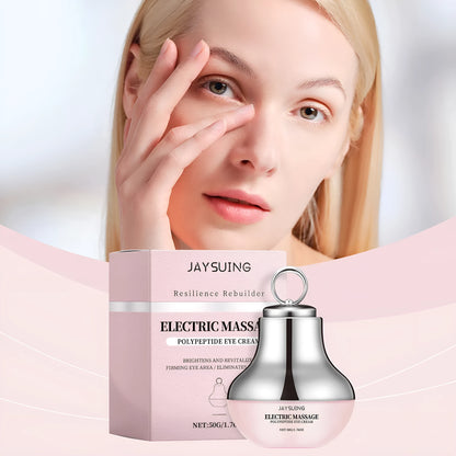 Jar of electric firming eye cream with massage device, 50g, 7.7x11cm.