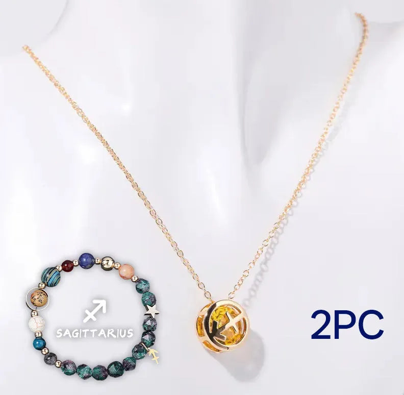 Natural stone beaded necklace and matching bracelet jewellery set showing one of 12 available style variations.