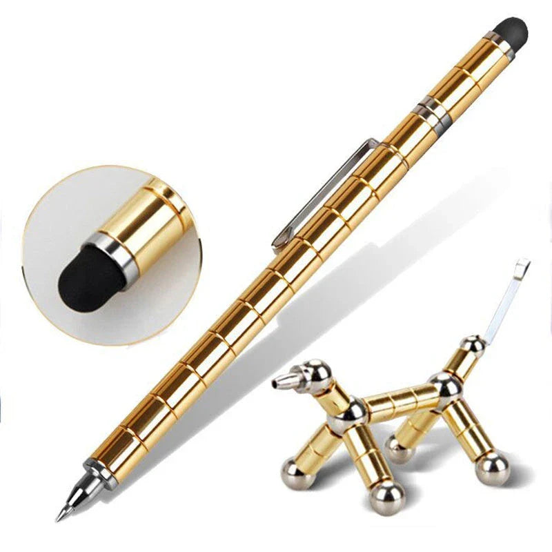 A magnetic modular pen with customizable components and accessories for stress relief, focus, and creativity