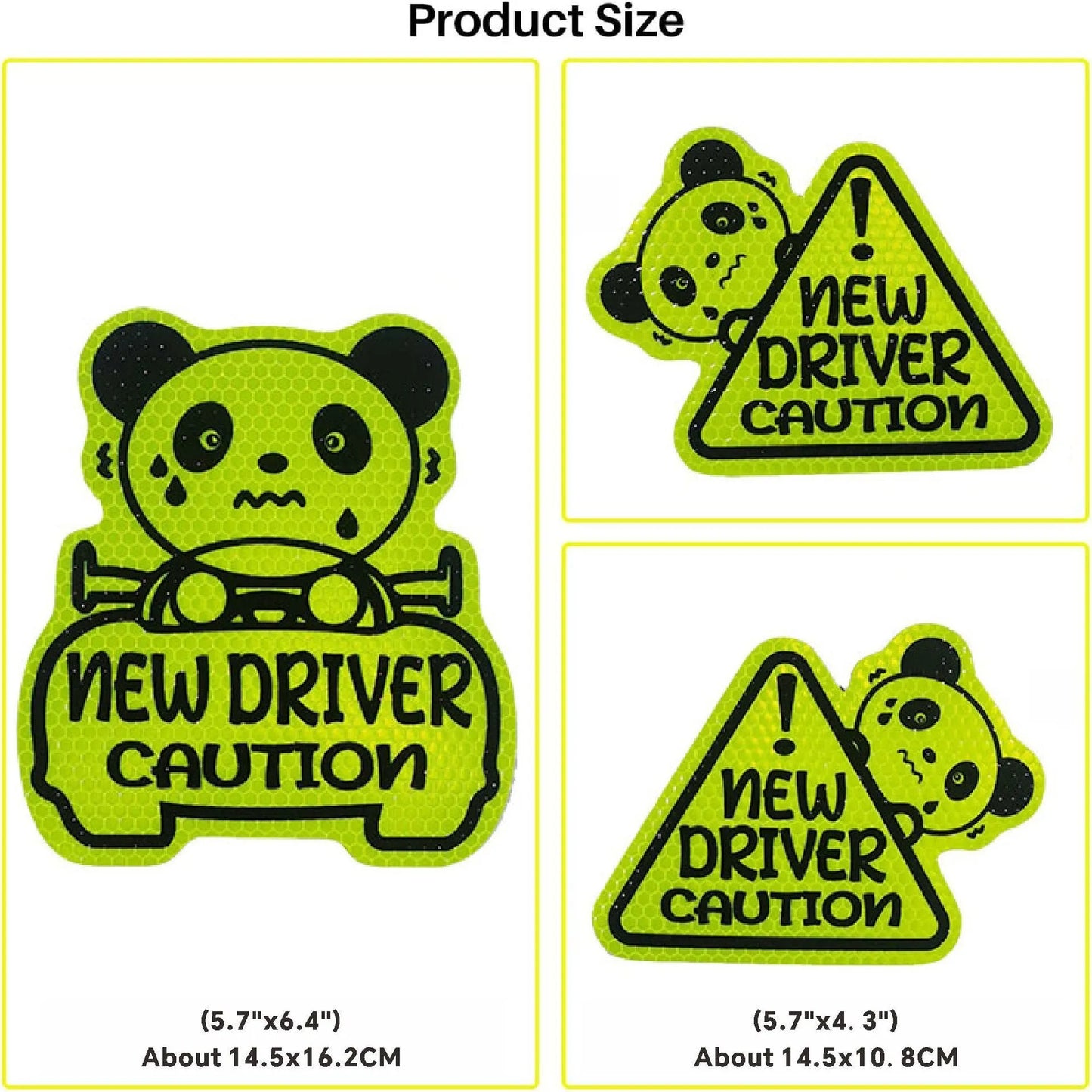 Three magnetic reflective stickers with cat, panda, and duck designs for waterproof outdoor applications