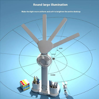 3-in-1 Multifunction LED Desk Lamp with fan, calendar clock, and adjustable lighting