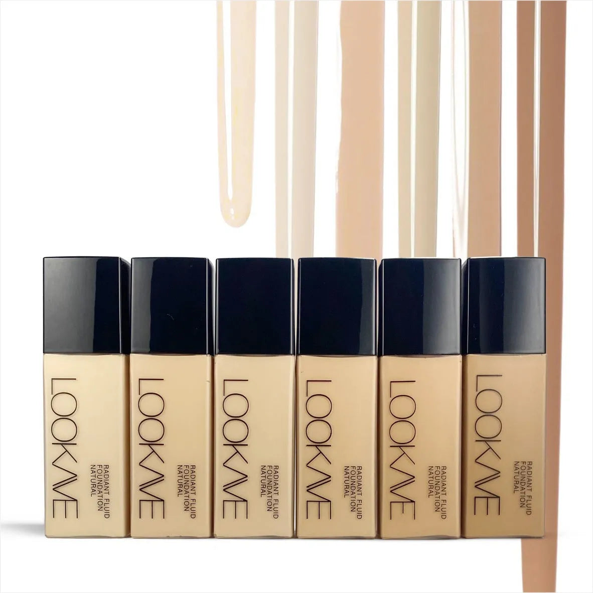 LOOKAVE Matte Liquid Foundation bottle, 21g net content, shown in ivory white shade.