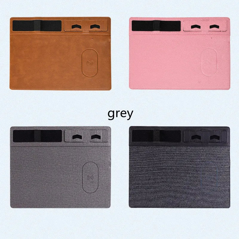 320x260mm wireless charging mouse pad with phone holder in black, brown, grey or pink