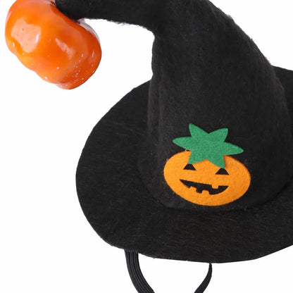 Halloween pumpkin design cloth hat for cats with embossed decorative details