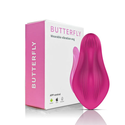 Rose Red wearable butterfly massager with APP control and USB charging port