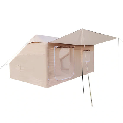 Double-layer inflatable cotton tent, 12sqm for 3-4, with pump and stakes for quick camping setup