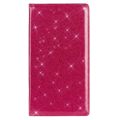 Purple PU leather car document wallet for holding a V5C registration document and insurance certificate.
