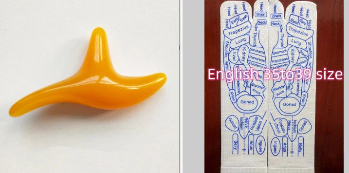 Acupressure foot massager socks with reflexology charts for targeted relief