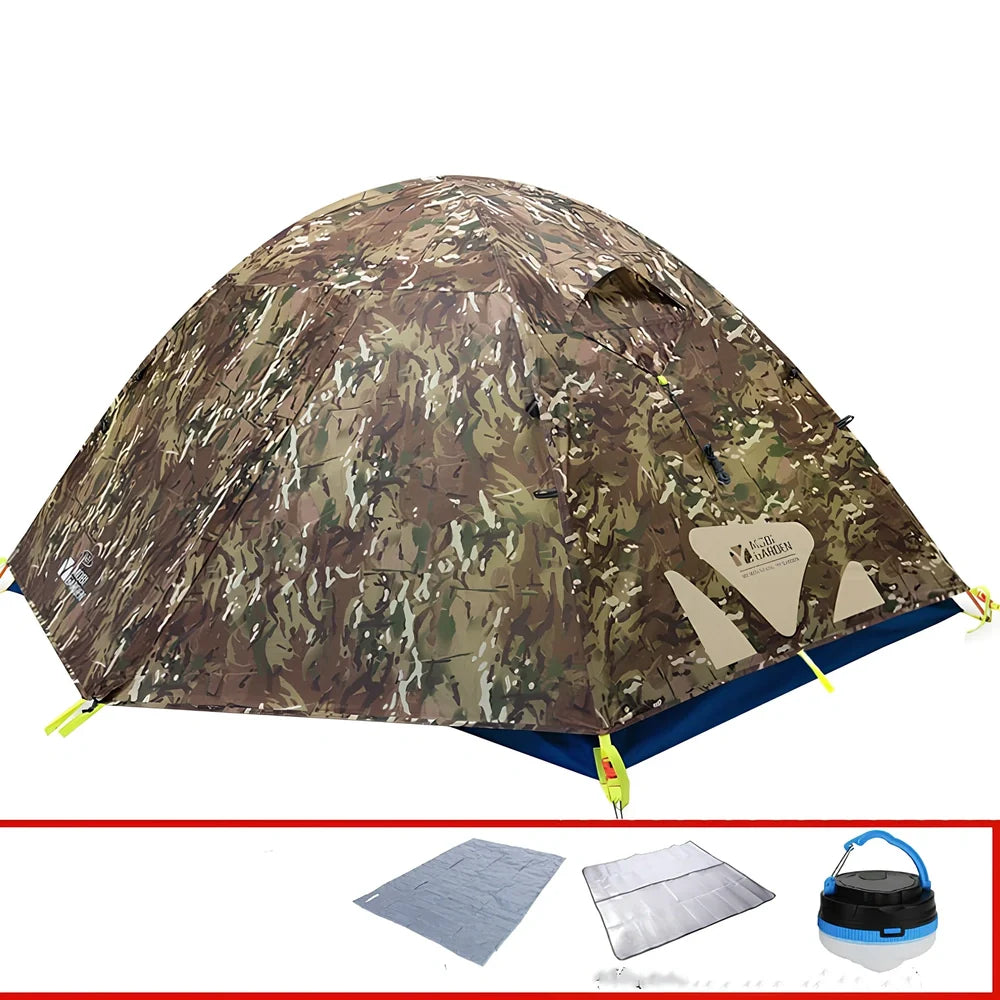 Pasture Gaodi Cold Mountain double-layer tent with aluminium poles in camping setting showing 210x140x110cm dimensions