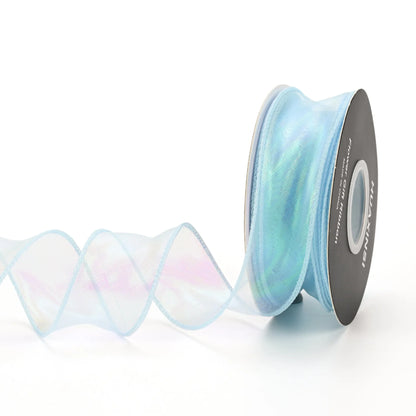 Fishtail yarn ribbon roll showing 4cm width and edge cutting detail in illusion colour options