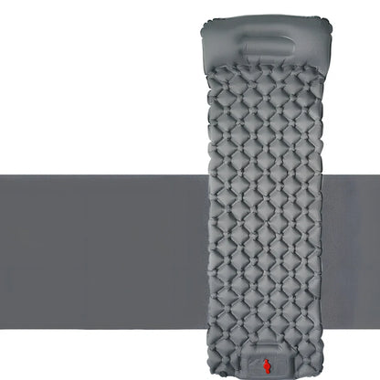 LT-88 navy blue inflatable sleeping pad showing 190cm length and integrated foot strap pillow design