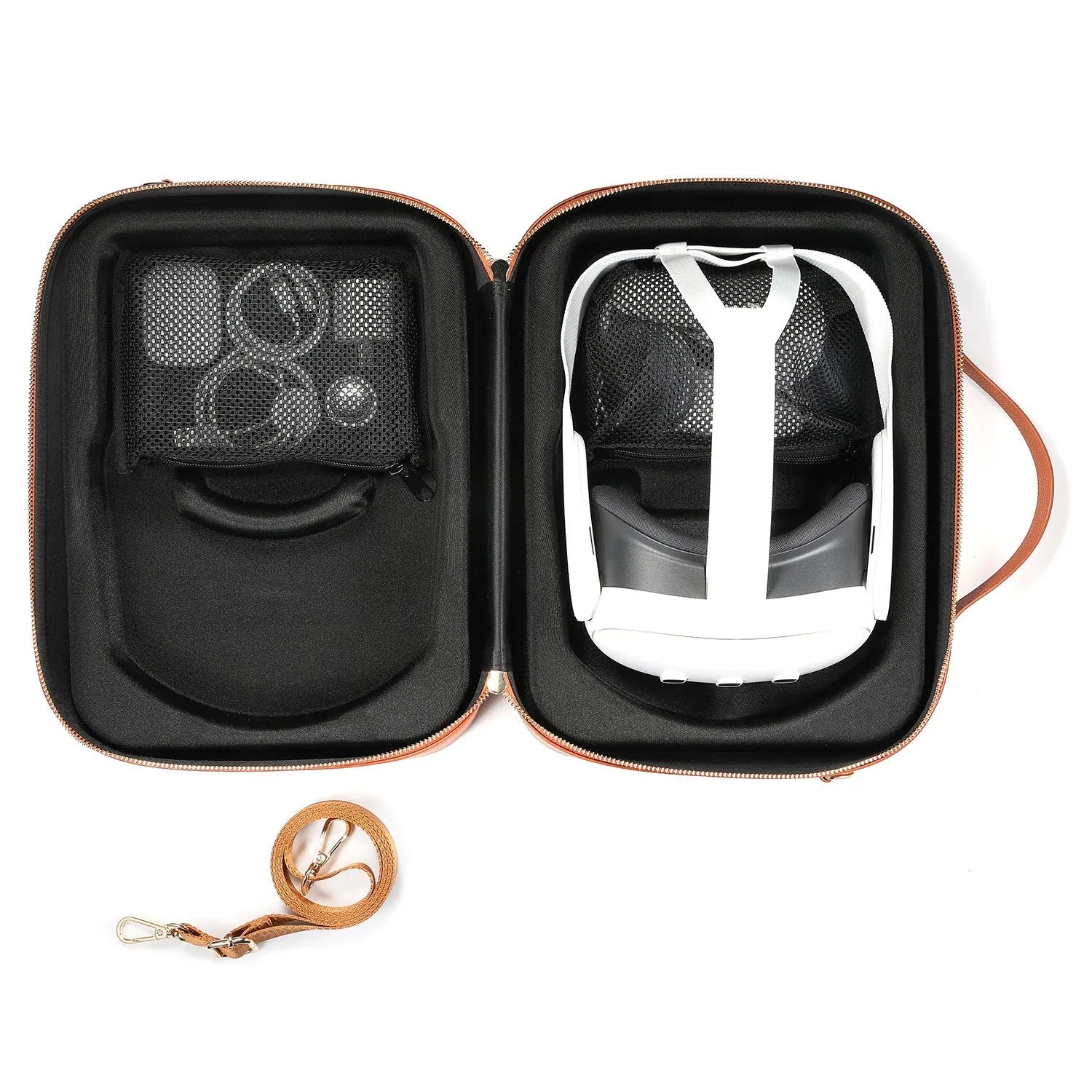 Black superfibre storage case for Apple Vision Pro MR glasses showing internal dimensions.