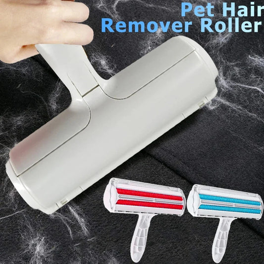 ABS pet hair remover tool in red and blue for efficient cleaning of furniture and carpets