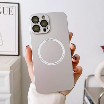 Magnetic matte phone case in Dark Night Purple colour showing ultra-thin 0.8mm profile and MagSafe compatibility