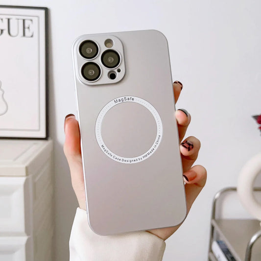 Magnetic matte phone case in Dark Night Purple colour showing ultra-thin 0.8mm profile and MagSafe compatibility